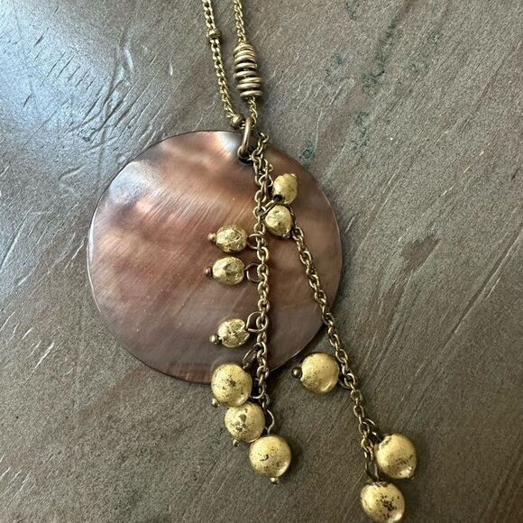 Lia Sophia Toasted Gold and Brown Iridescent Pendant Necklace. - Picture 1 of 4
